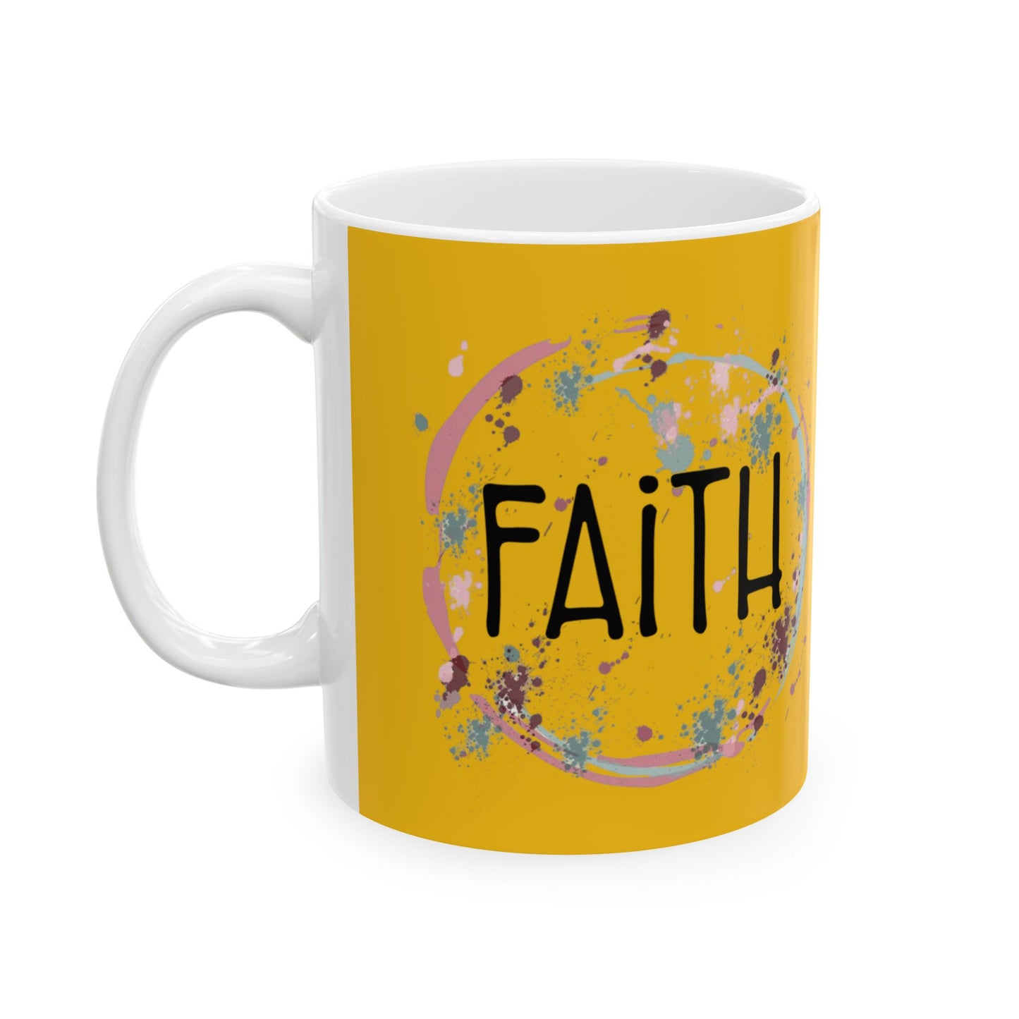 Inspirational Faith Ceramic Mug - Bright Yellow 11oz & 15oz for Daily Motivation