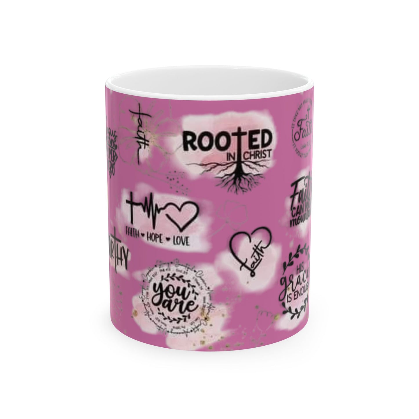 Inspirational Ceramic Mug - Rooted in Christ Design - Perfect for Daily Motivation